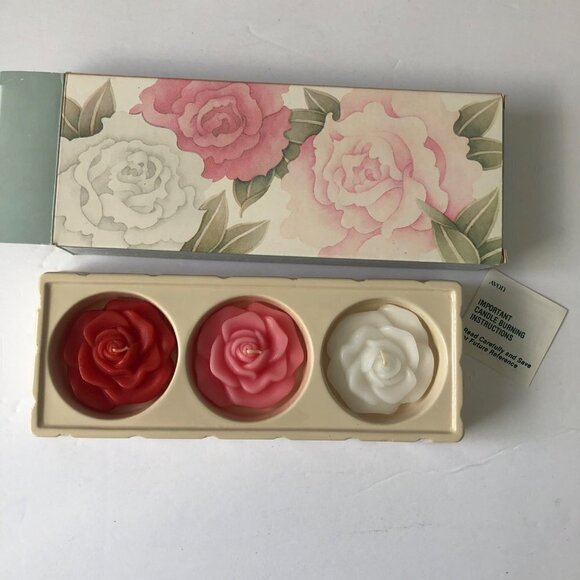 Avon Other - VINTAGE Avon Soft‎ Rose Floating Candles 3 Pc Set Fragrance New In Box Red Pink